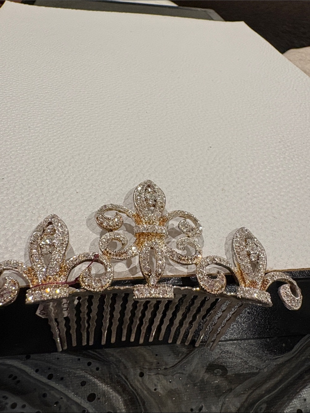 Crystal Fleur Hair Comb - Gold and Silver Rhinestones